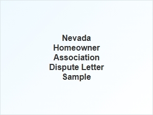 Nevada Hoa Dispute Letter Sample