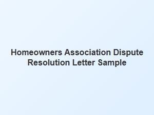 Homeowners Association Dispute Resolution Letter Sample Nevada
