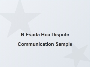 Nevada Hoa Dispute Communication Sample